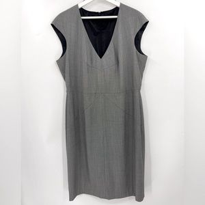 BOSS Hugo Boss Sheath Dress Wool Grey Sleeveless Elbise Dress Size 14